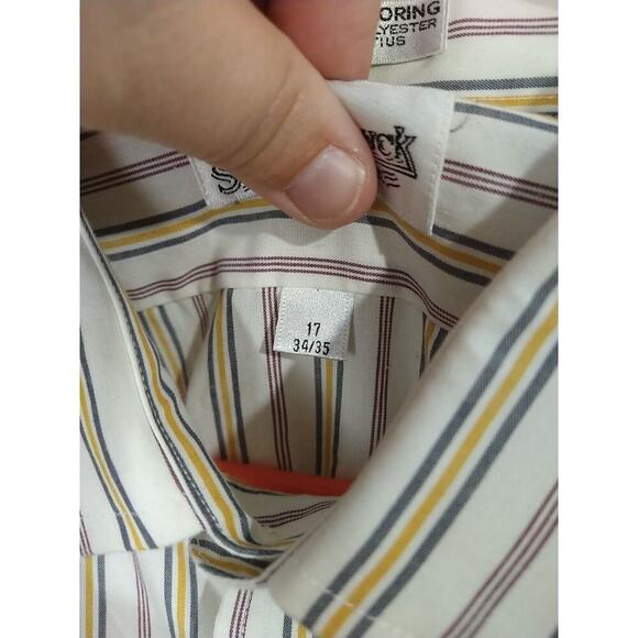 Sears Roebuck Men's 2X* Vintage Button Striped Shirt 17 34/35 Single Needle - Picture 3 of 14